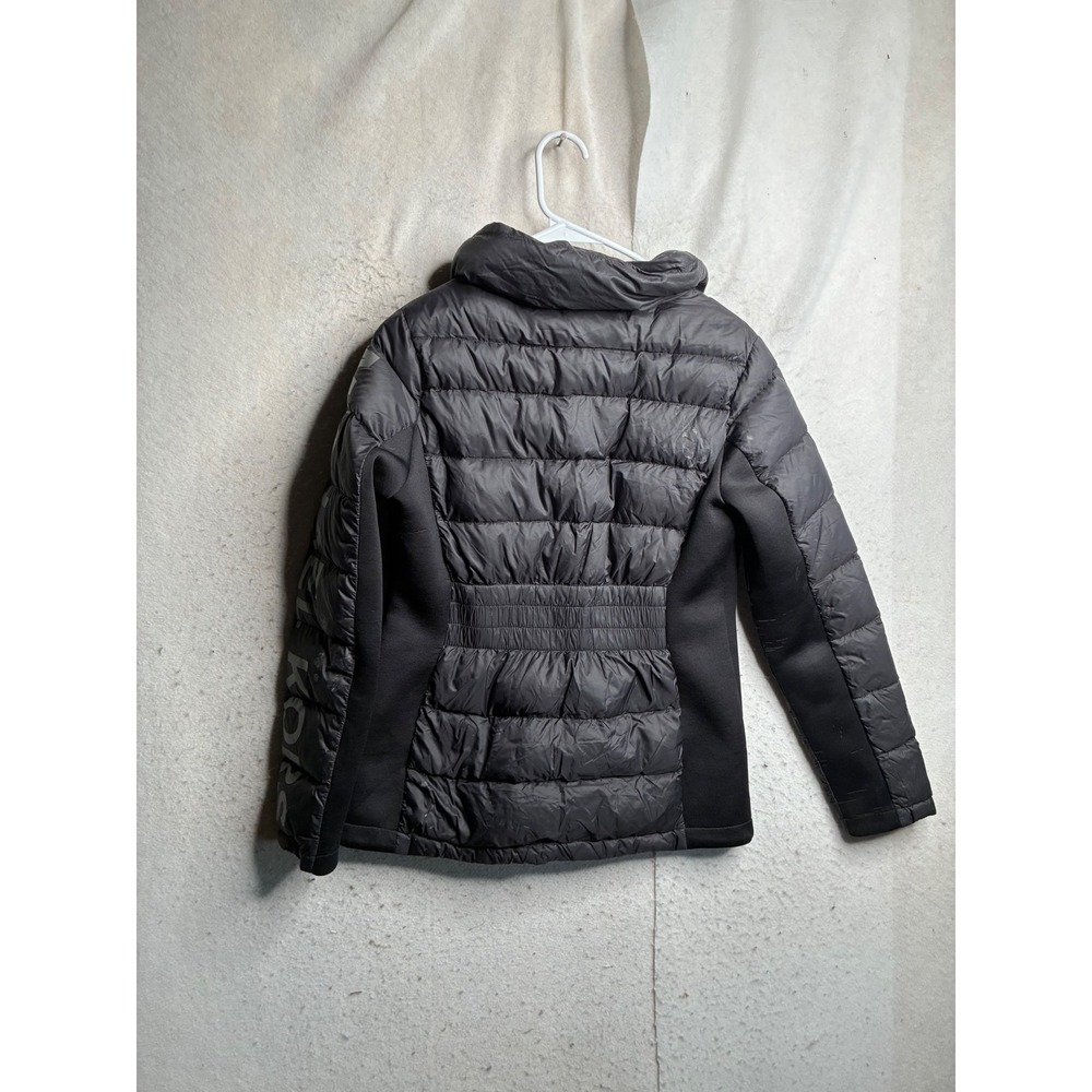 Michael Michael Kors Black Down Puffer Jacket Logo Sleeve Small Funnel Neck - Picture 4 of 13